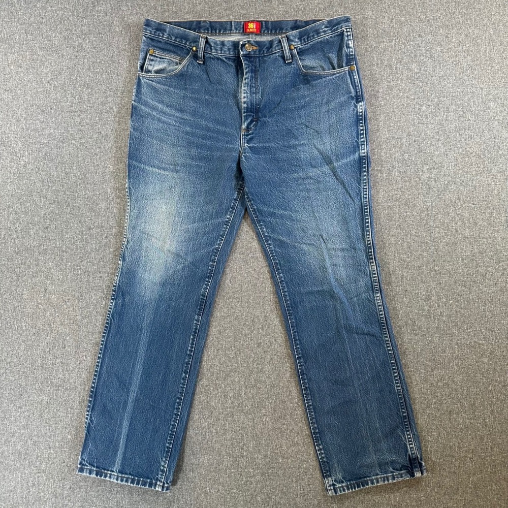 Wrangler Jeans Mens 38x32 36MWZPD Slim Fit Blue Cowboy Cut Denim 100% Cotton